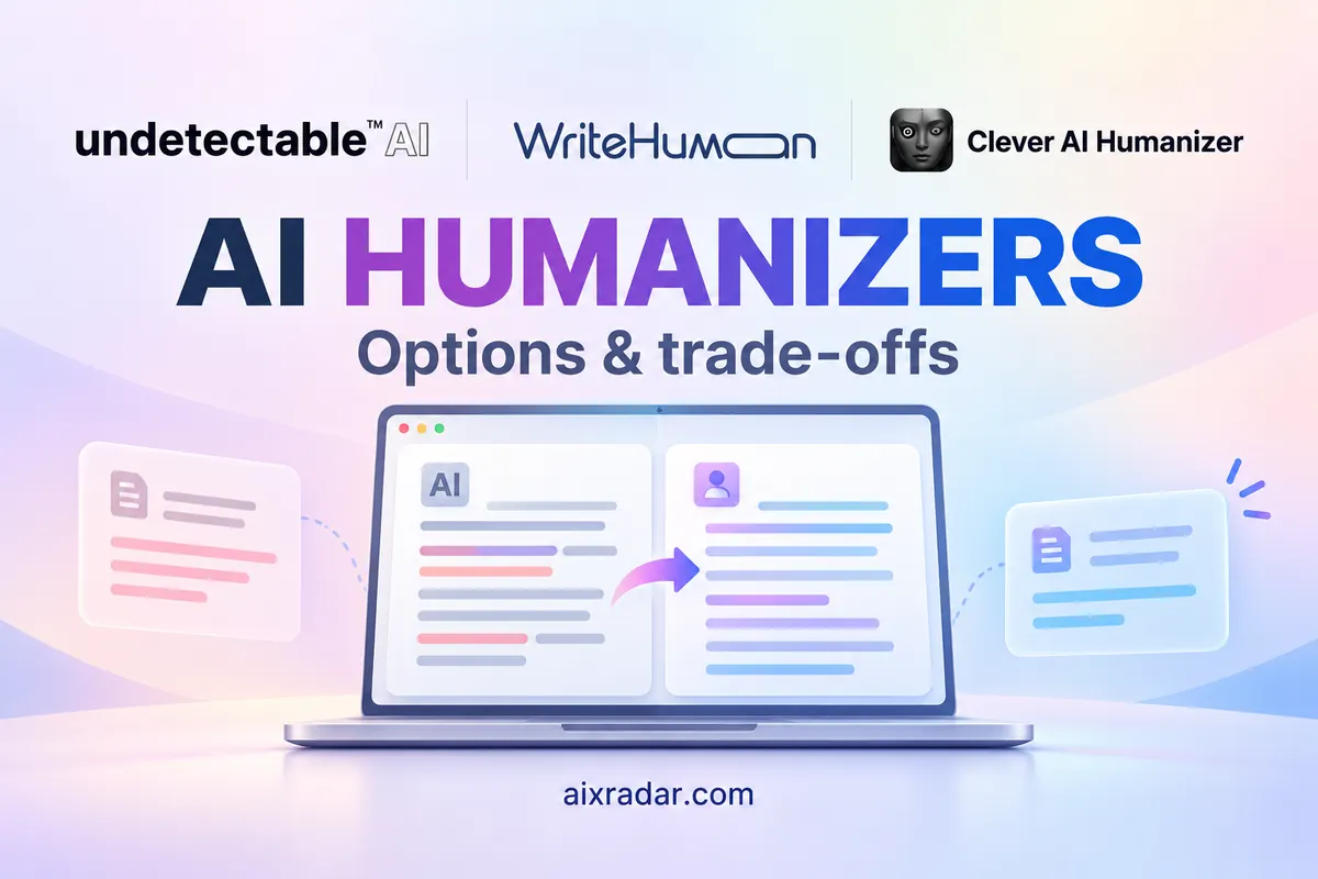 AI text humanizer comparison featuring Undetectable AI, WriteHuman and StealthGPT logos.