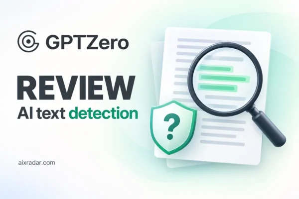 GPTZero logo with a text-scanning illustration in black, white and green.
