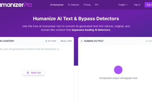 HumanizerPro Review 2026: Can This AI Humanizer Bypass AI Detection? I Tested It Against GPTZero HumanizerPro review — homepage screenshot