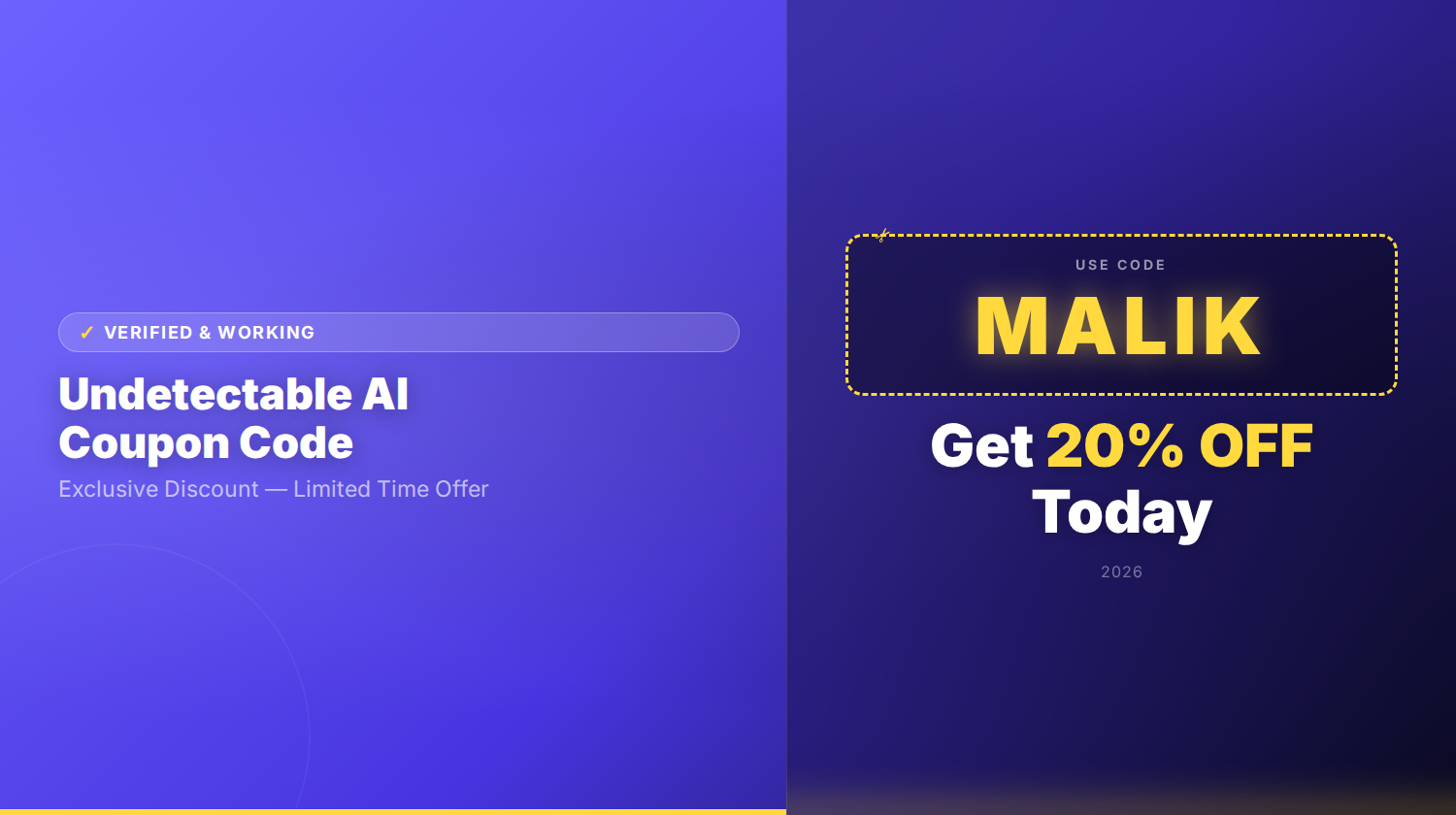 Undetectable AI Coupon Code MALIK 20% Off