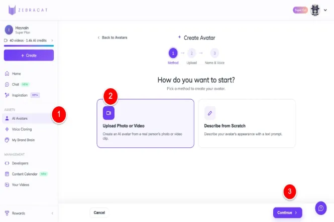 Zebracat AI Review (July 2026): I Tested Every Feature — Honest Verdict Zebracat AI Avatar creation menu in the sidebar
