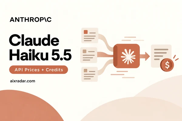 Claude Haiku 5.5 editorial illustration with Anthropic branding, document workflows and API prices and credits coverage.